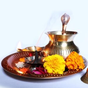 Brass Pooja Thali Set with Kalash & Diya