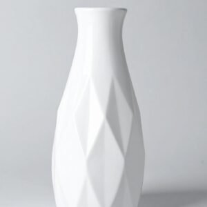 Faceted White Ceramic Vase