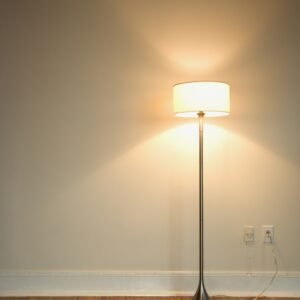 Brushed Steel Floor Lamp with Drum Shade