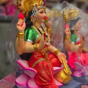 Hand-Painted Goddess Lakshmi Idol on Lotus