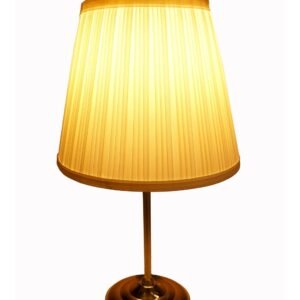 Brass-Base Table Lamp with Pleated Shade
