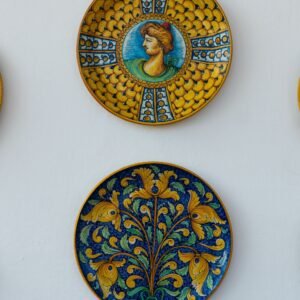 Hand-Painted Ceramic Wall Plate Duo (Medallion & Scroll Design)